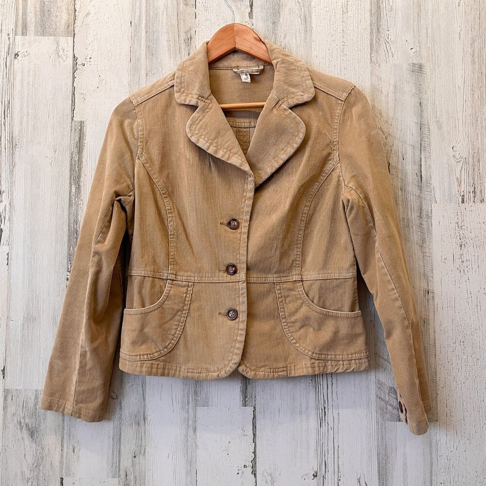 St. Johns Bay Tan Corduroy Jacket Blazer PS Casual Office Academia Preppy Cotton